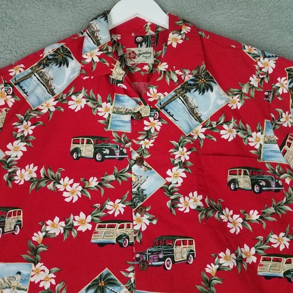 Hilo Hattie Men's XL Shirt Hawaiian Hawaii Floral Cars Button Up Vacation Travel - Picture 3 of 11